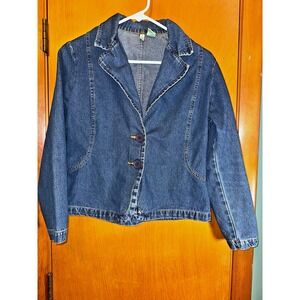 Bill Blass Vintage Women's Denim Buttons Blue Jean Jacket Size Petite M